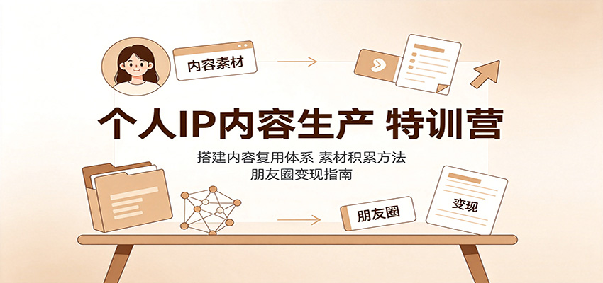 个人IP内容生产特训营：搭建内容复用体系，素材积累方法，朋友圈变现指南-网创之家