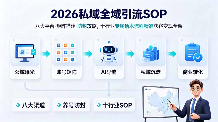 2026私域全域引流SOP｜八大平台·矩阵搭建·防封攻略，十行业专属话术流程精准获客变现全课-网创之家