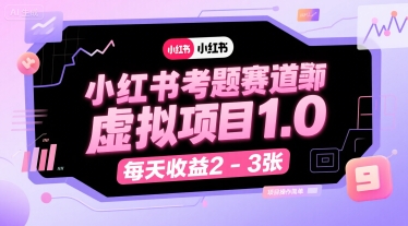 小红书考题赛道虚拟项目1.0，项目操作简单，每天收益2-3张-网创之家