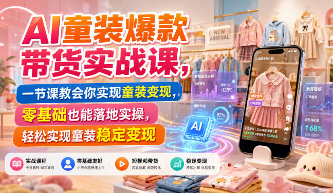 AI童装爆款带货实战课，一节课教会你实现童装变现，零基础也能落地实操-网创之家