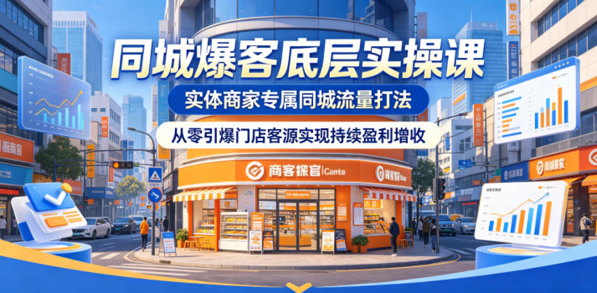 同城爆客底层实操课，实体商家专属同城流量打法，从零引爆门店客源实现持续盈利增收-网创之家
