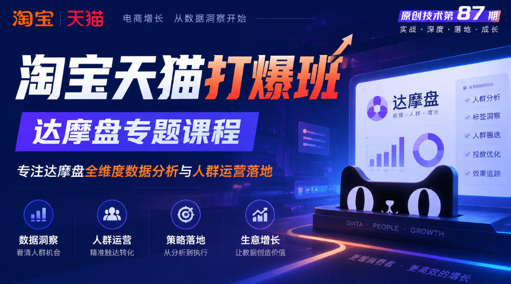 《淘宝天猫打爆班》原创技术第87期,达摩盘专题课程,专注达摩盘全维度数据分析与人群运营落地-网创之家