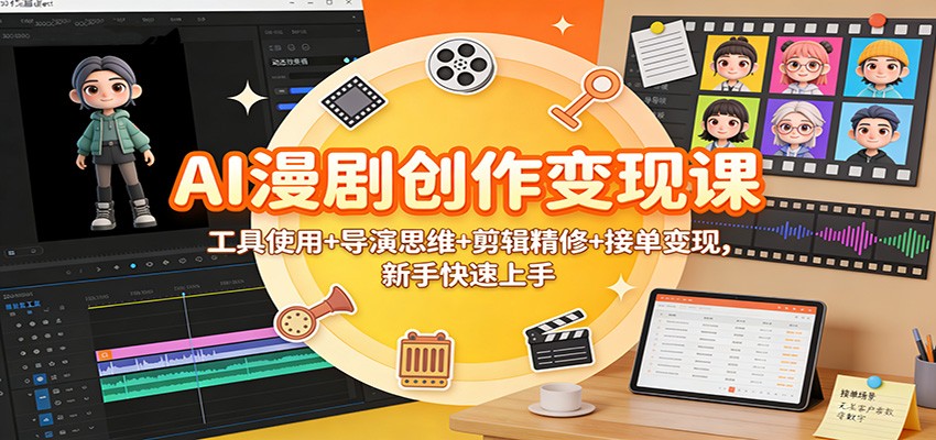 AI漫剧创作变现课:工具使用+导演思维+剪辑精修+接单变现,新手快速上手-网创之家
