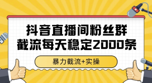 抖音直播间粉丝群暴力截流,一台电脑每天稳定2000条数据,暴力截流+实操 【揭秘】-网创之家