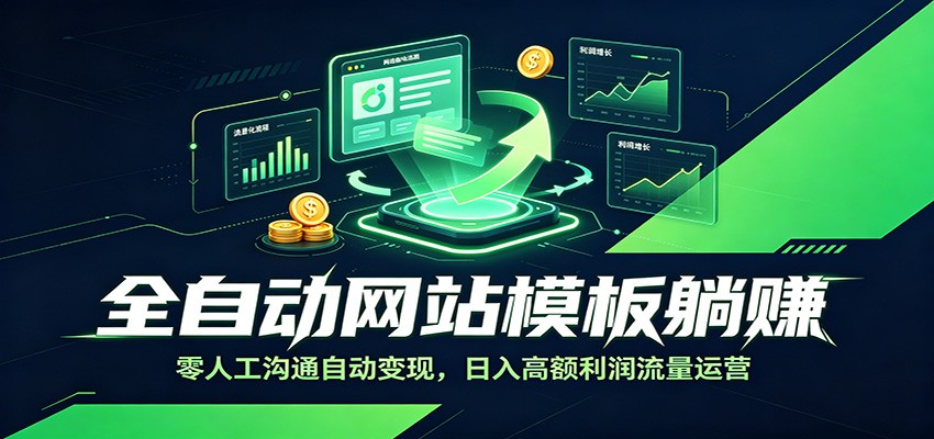 全自动网站模板躺赚：零人工沟通自动变现，日入高额利润流量运营-网创之家
