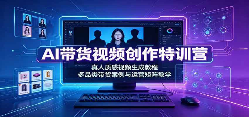 AI带货视频创作特训营：真人质感视频生成教程，多品类带货案例与运营矩阵教学-网创之家