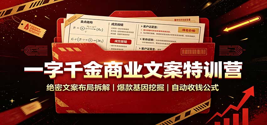 一字千金商业文案特训营：绝密文案布局拆解，爆款基因挖掘，自动收钱公式-网创之家