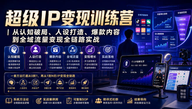 超级IP变现训练营｜从认知破局、人设打造、爆款内容到全域流量变现全链路实战-网创之家