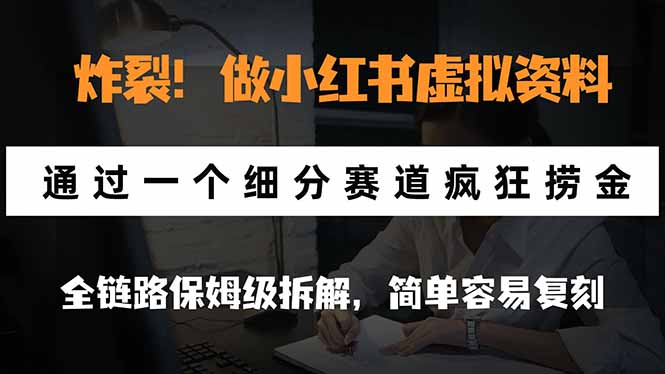 炸裂！做小红书虚拟资料，通过一个细分赛道疯狂捞金，全链路保姆级拆解，简单容易复刻-网创之家