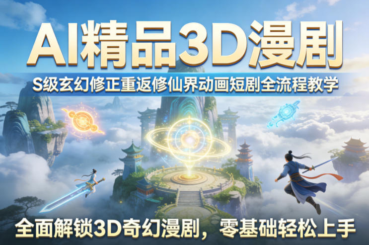 AI精品3D漫剧S级玄幻修正重返修仙界动画短剧全流程教学，全面解锁3D奇幻漫剧，零基础轻松上手-网创之家