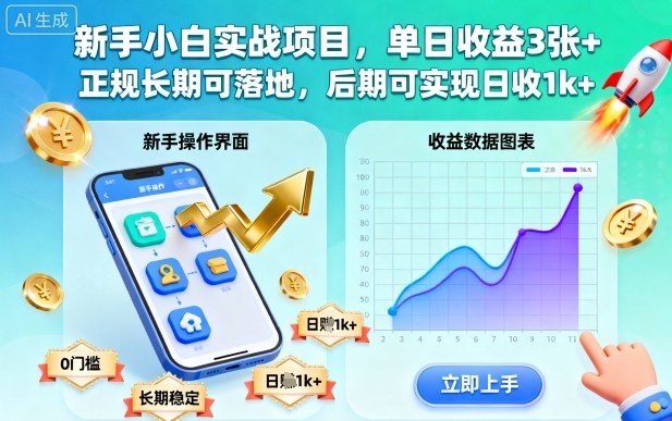 新手小白实战项目,单日收益3张+,正规长期可落地,后期可实现日收1k+【揭秘】-网创之家