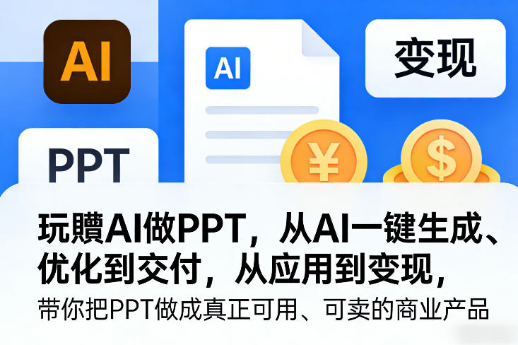 玩賺AI做PPT，从AI一键生成、优化到交付，从应用到变现，带你把PPT做成真正可用、可卖的商业产品-网创之家