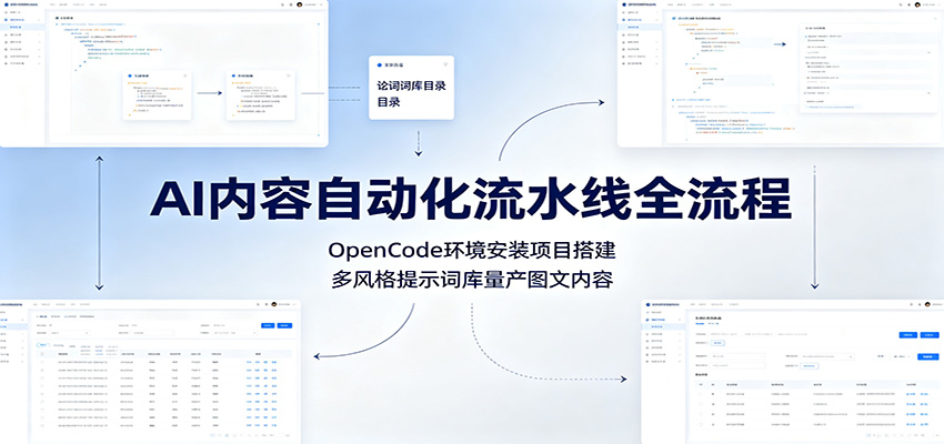 AI内容自动化流水线全流程：OpenCode环境安装项目搭建，多风格提示词库量产图文内容-网创之家