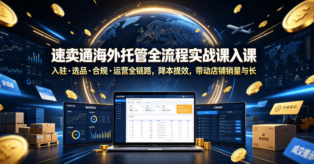 速卖通海外托管全流程实战课入驻・选品・合规・运营全链路，降本提效，带动店铺销量与收益增长-网创之家