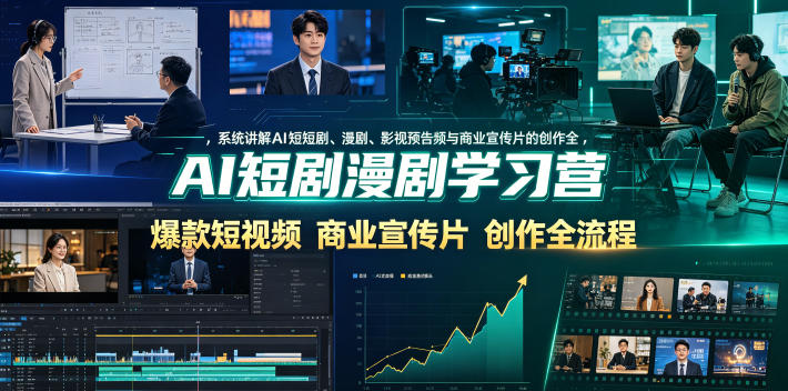 AI短剧漫剧学习营，系统讲解AI短剧、漫剧、影视预告片、爆款短视频与商业宣传片的创作全流程-网创之家