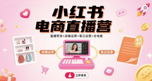小红书电商直播营,直播带货+店铺运营+笔记运营=全电商-网创之家