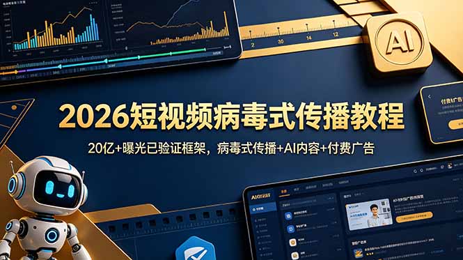 2026短视频病毒式传播教程：20亿+曝光已验证框架，病毒式传播+AI内容+付费广告-网创之家