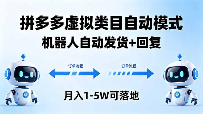 多多虚拟类目自动模式，机器人自动发货 + 回复，月入 1-5W 可落地-网创之家