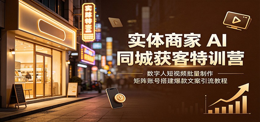实体商家AI同城获客特训营：数字人短视频批量制作，矩阵账号搭建爆款文案引流教程-网创之家
