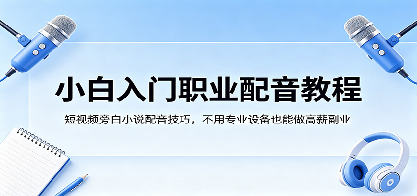 小白入门职业配音教程，短视频旁白小说配音技巧，不用专业设备也能做高薪副业-网创之家