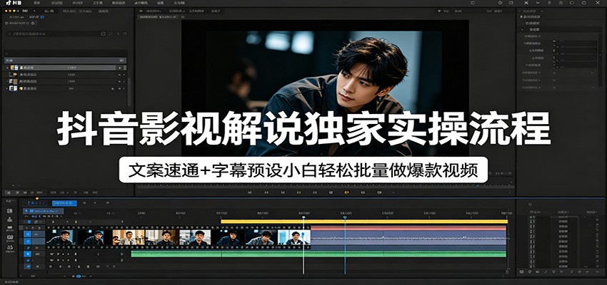 抖音影视解说独家实操流程，文案速通+字幕预设小白轻松批量做爆款视频-网创之家