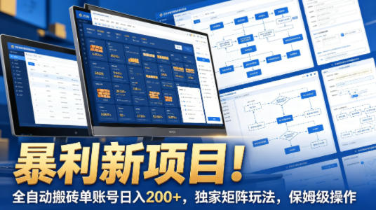 暴利新项目！全自动搬砖单账号日入200+，独家矩阵玩法，保姆级操作【揭秘】-网创之家