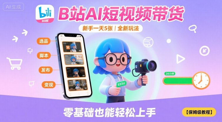 B站AI短视频带货,新手一天5张,全新玩法【保姆级教程】-网创之家