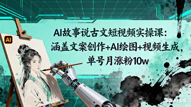 AI故事说古文短视频实操课:涵盖文案创作+AI绘图+视频生成,单号月涨粉10w-网创之家