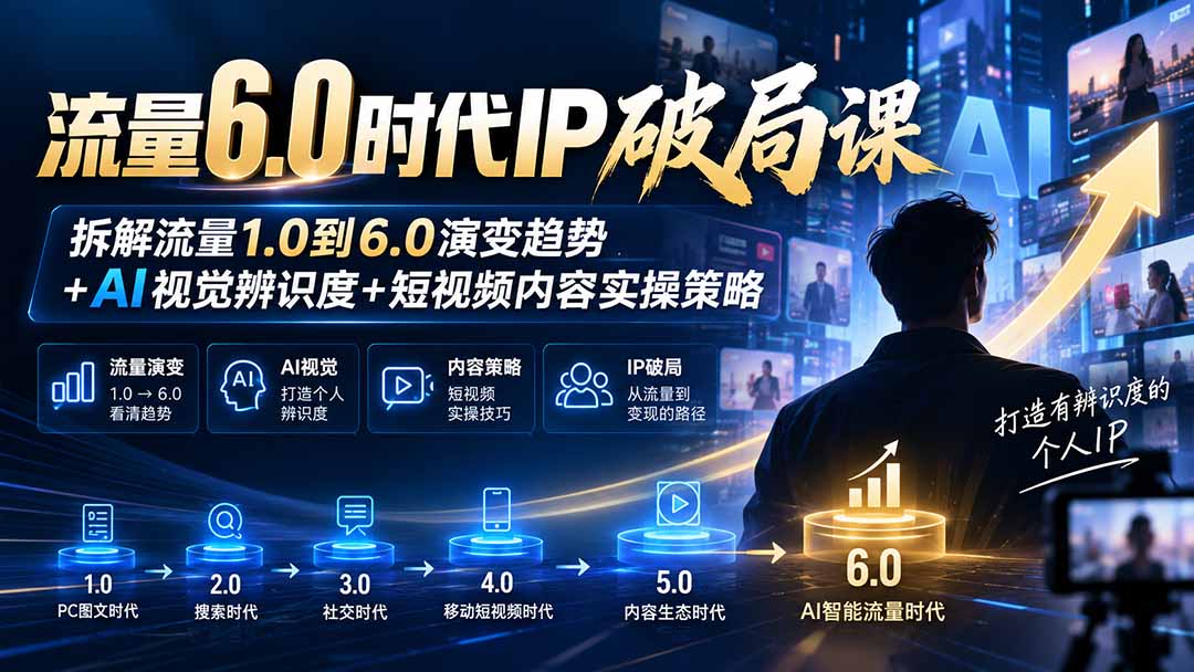 流量6.0时代IP破局课-更新：拆解流量1.0到6.0演变趋势+AI视觉辨识度+短视频内容实操策略-网创之家