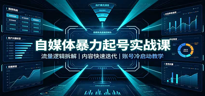 自媒体暴力起号实战课：流量逻辑拆解，内容快速迭代，账号冷启动教学-网创之家
