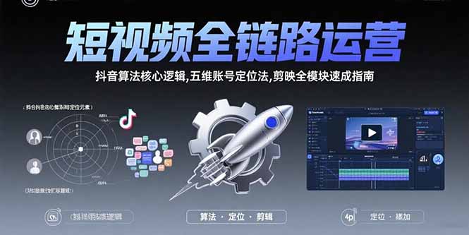 短视频全链路运营:抖音算法核心逻辑,五维账号定位法,剪映全模块速成指南-网创之家