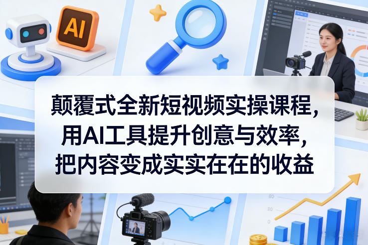 颠覆式全新短视频实操课程，用AI工具提升创意与效率，把内容变成实实在在的收益-网创之家