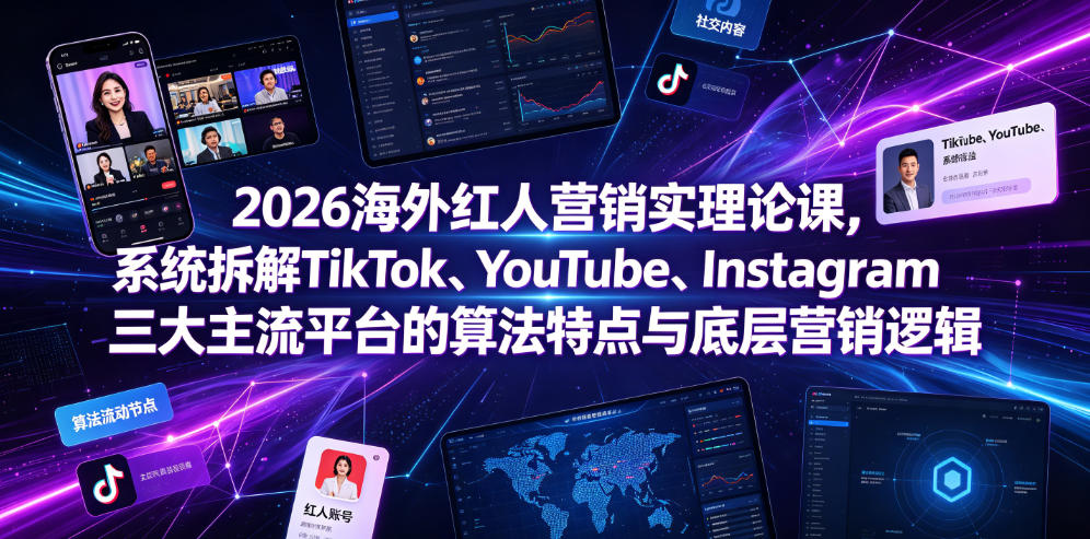 2026海外红人营销实理论课，系统拆解TikTok、YouTube、Instagram三大主流平台的算法特点与底层营销逻辑-网创之家