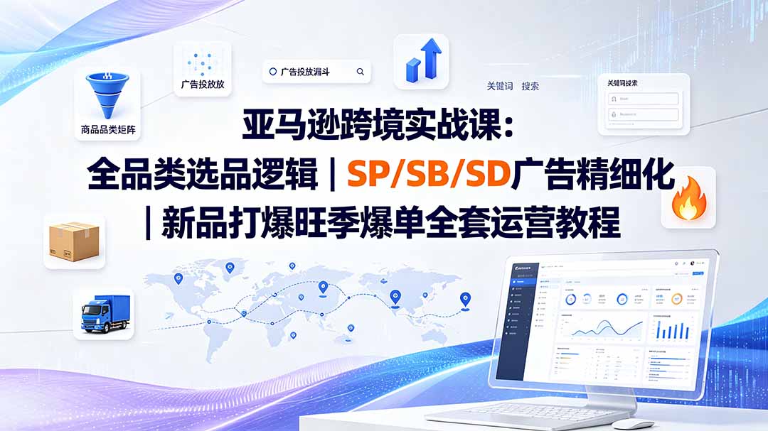 亚马逊跨境实战课-更新8月：全品类选品逻辑｜SP/SB/SD广告精细化｜新品打爆旺季爆单全套运营教程-网创之家