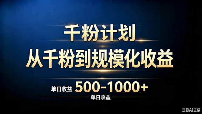 抖音千粉账号计划，从千粉到规模化收益 500-1000+单日收益-网创之家