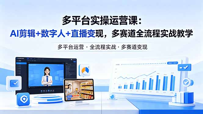 某团队多平台实操运营课-更新26年4月20：AI剪辑+数字人+直播变现，多赛道全流程实战教学-网创之家