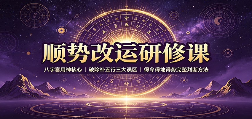 顺势改运研修课：八字喜用神核心，破除补五行三大误区，得令得地得势完整判断方法-网创之家