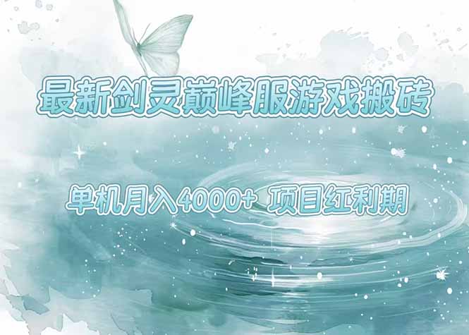 最新剑灵巅峰服游戏搬砖，项目红利期，单机稳定4000+操作简单好上手-网创之家