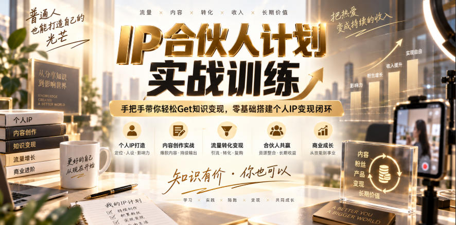 IP合伙人计划实战训练，手把手带你轻松Get知识变现，零基础搭建个人IP变现闭环(更新260908)-网创之家