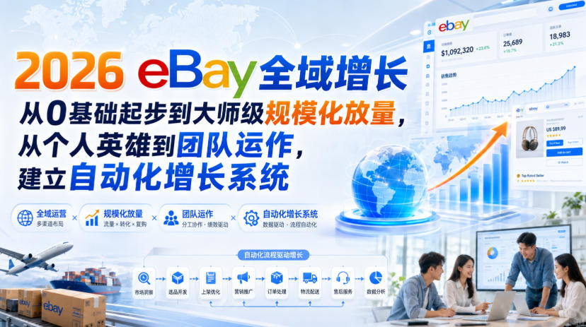 2026 eBay全域增长，从0基础起步到大师级规模化放量，从个人英雄到团队运作，建立自动化增长系统-网创之家