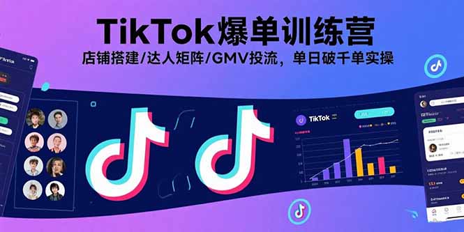 TikTok爆单训练营,店铺搭建/达人矩阵/GMV投流,单日破千单实操-网创之家