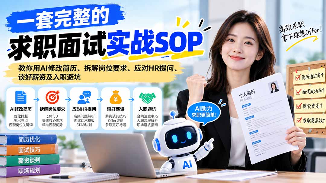 一套完整的求职面试实战SOP：教你用AI修改简历、拆解岗位要求、应对HR提问、谈好薪资及入职避坑-网创之家