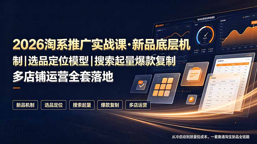 2026淘系推广实战课·新品底层机制｜选品定位模型｜搜索起量爆款复制多店铺运营全套落地教程-网创之家