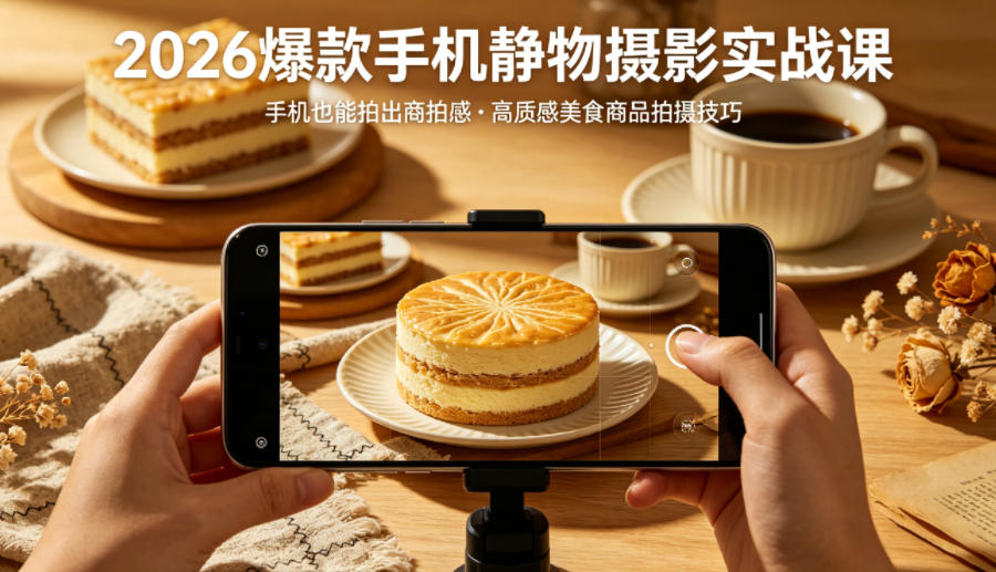 2026爆款手机静物摄影实战课，手机也能拍出商拍感，学会拍出高质感美食商品-网创之家