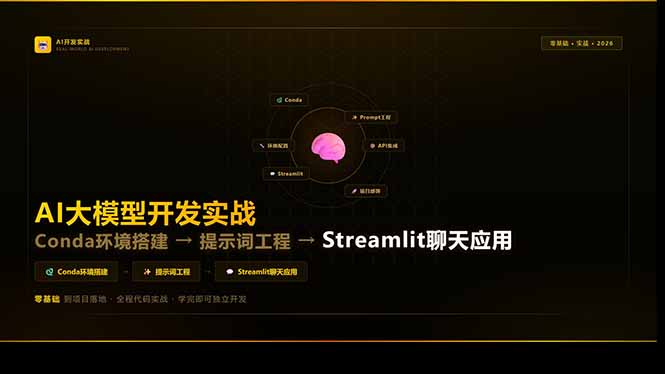 AI大模型开发实战：Conda环境搭建→提示词工程→Streamlit聊天应用，零基础到项目落地-网创之家