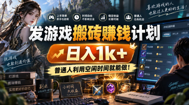 发游戏搬砖賺钱计划，日入1k+，普通人利用空闲时间就能做！【揭秘】-网创之家