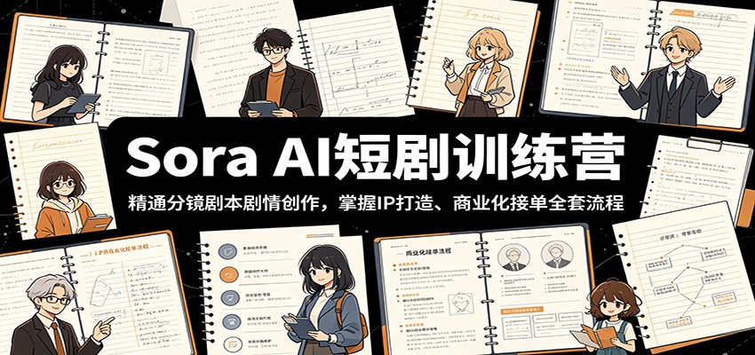 Sora AI短剧训练营：精通分镜剧本剧情创作，掌握IP打造、商业化接单全套流程-网创之家