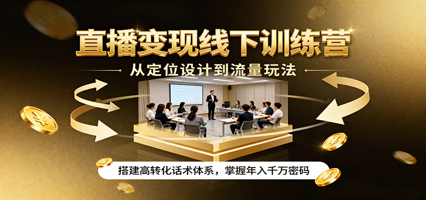 直播变现线下训练营,从定位设计到流量玩法,搭建高转化话术体系,掌握年入千万密码-网创之家