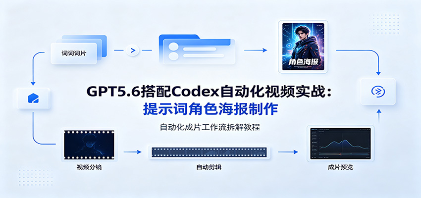GPT5.6搭配Codex自动化视频实战：提示词角色海报制作，自动化成片工作流拆解教程-网创之家