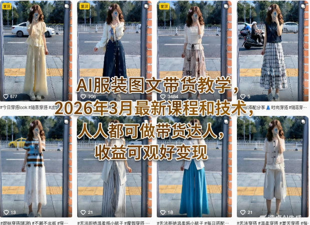 AI服装图文带货教学，2026年3月最新课程和技术，人人都可做带货达人，收益可观好变现-网创之家